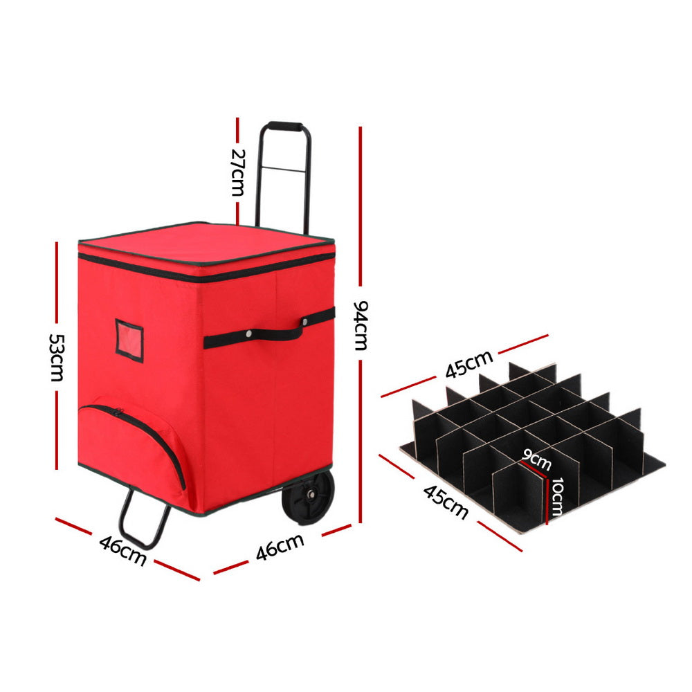 Jingle Jollys Christmas Baubles Storage Cart Roller 125 Dividers-Home &amp; Garden &gt; Storage &gt; Storage Boxes-PEROZ Accessories