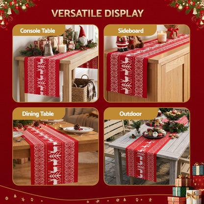 Jingle Jollys Christmas Table Runner Reindeers 270x28CM Dining Party Decor Red-Occasions > Christmas > Christmas Decorations-PEROZ Accessories