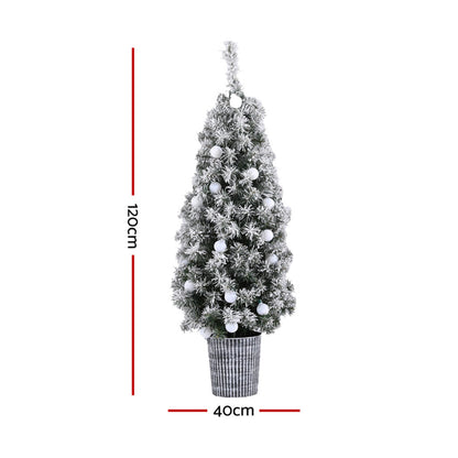 Jingle Jollys Christmas Tree 1.2M Potted Snowy Xmas Tree-Occasions &gt; Christmas &gt; Christmas Trees-PEROZ Accessories