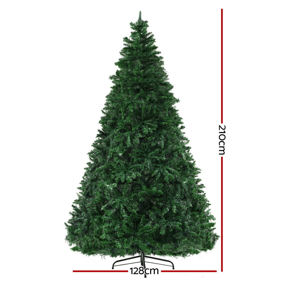 Jingle Jollys Christmas Tree 2.1m Xmas Tree Decoration 8 Light Mode Multi Colour-Occasions &gt; Christmas &gt; Christmas Trees-PEROZ Accessories