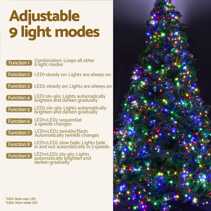 Jingle Jollys Christmas Tree 2.1m Xmas Tree Decoration 8 Light Mode Multi Colour-Christmas Trees-PEROZ Accessories