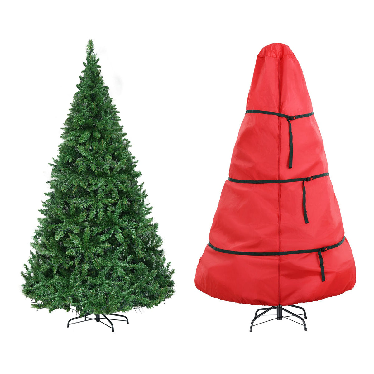 Jingle Jollys 2.4m Pre-Lit Christmas Tree 1488 LED Green with Red Storage Bag-Occasions > Christmas > Christmas Trees-PEROZ Accessories