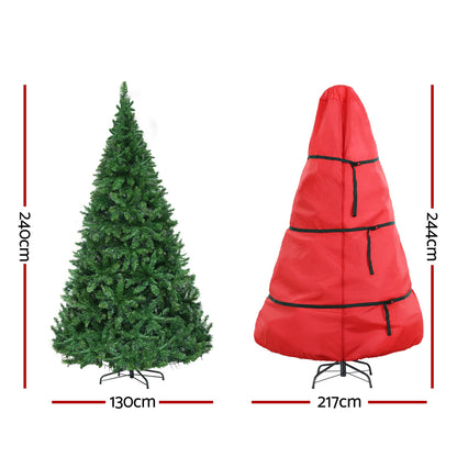 Jingle Jollys 2.4m Pre-Lit Christmas Tree 1488 LED Green with Red Storage Bag-Occasions > Christmas > Christmas Trees-PEROZ Accessories