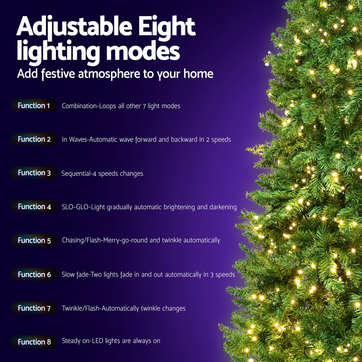Jingle Jollys 2.4m Pre-Lit Christmas Tree 1488 LED Green with Red Storage Bag-Occasions > Christmas > Christmas Trees-PEROZ Accessories