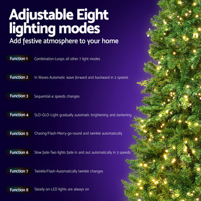 Jingle Jollys 2.4m Pre-Lit Christmas Tree 1488 LED Green with Red Storage Bag-Occasions > Christmas > Christmas Trees-PEROZ Accessories