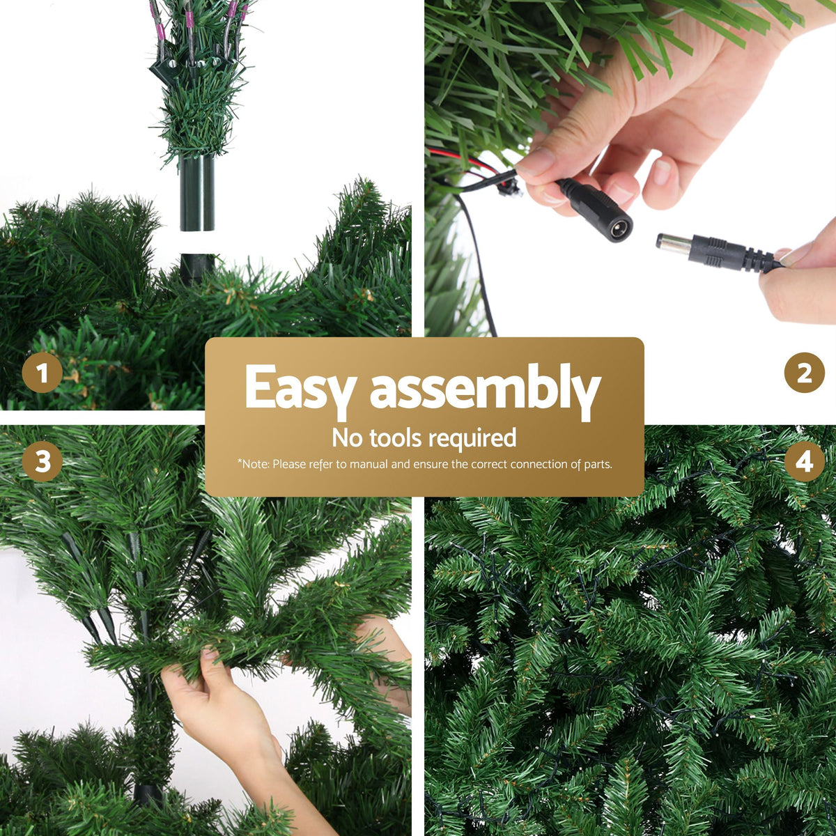Jingle Jollys 2.4m Pre-Lit Christmas Tree 1488 LED Green with Red Storage Bag-Occasions > Christmas > Christmas Trees-PEROZ Accessories