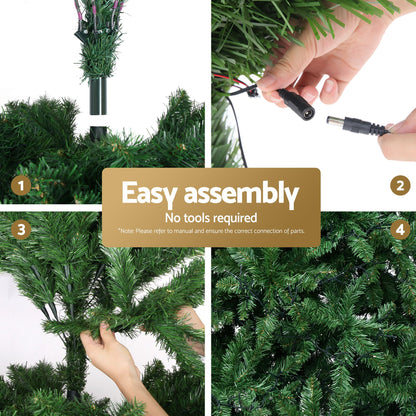 Jingle Jollys 2.4m Pre-Lit Christmas Tree 1488 LED Green with Red Storage Bag-Occasions > Christmas > Christmas Trees-PEROZ Accessories