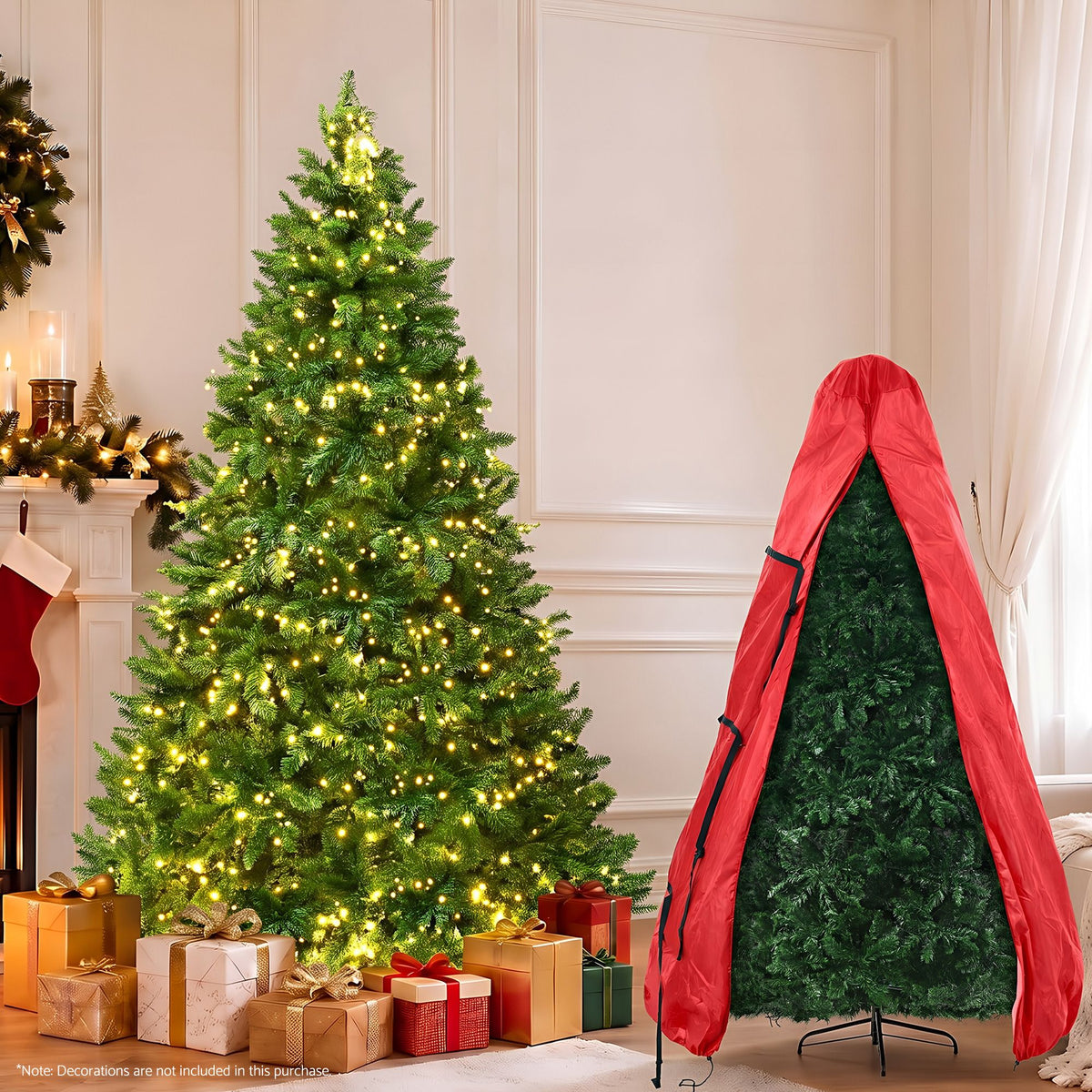 Jingle Jollys 2.4m Pre-Lit Christmas Tree 1488 LED Green with Red Storage Bag-Occasions > Christmas > Christmas Trees-PEROZ Accessories