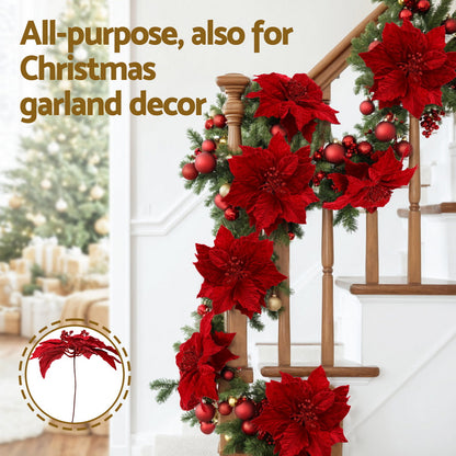 Jingle Jollys 14Pcs Christmas Tree Flowers Set Xmas Garland Wreath Ornaments Red-Occasions &gt; Christmas &gt; Christmas Decorations-PEROZ Accessories