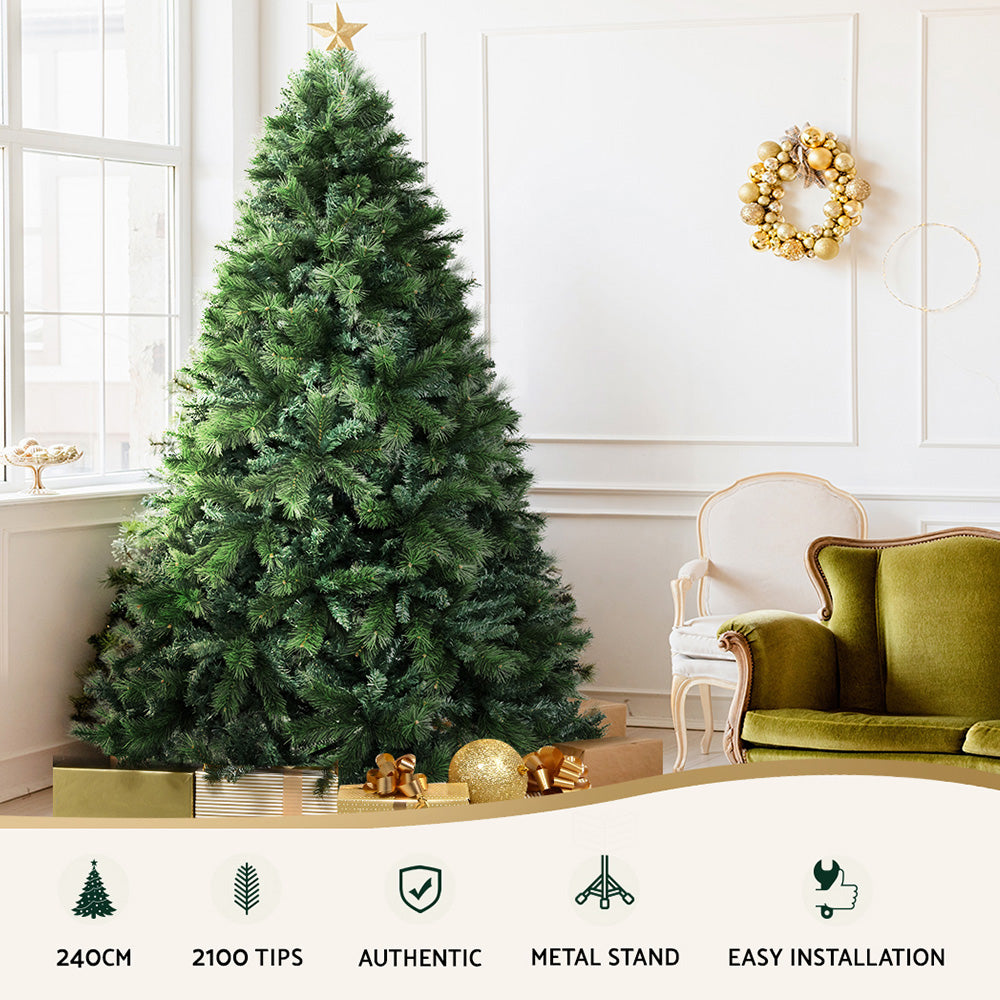 Jingle Jollys Christmas Tree 2.4M Xmas Tree Decorations Pine Needles 2100 Tips-Christmas Trees-PEROZ Accessories