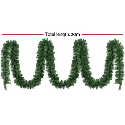 Jingle Jollys 20M Christmas Garland LED Lights Party Xmas Decorations 1400 Tips-Occasions &gt; Christmas &gt; Christmas Wreaths &amp; Garlands-PEROZ Accessories