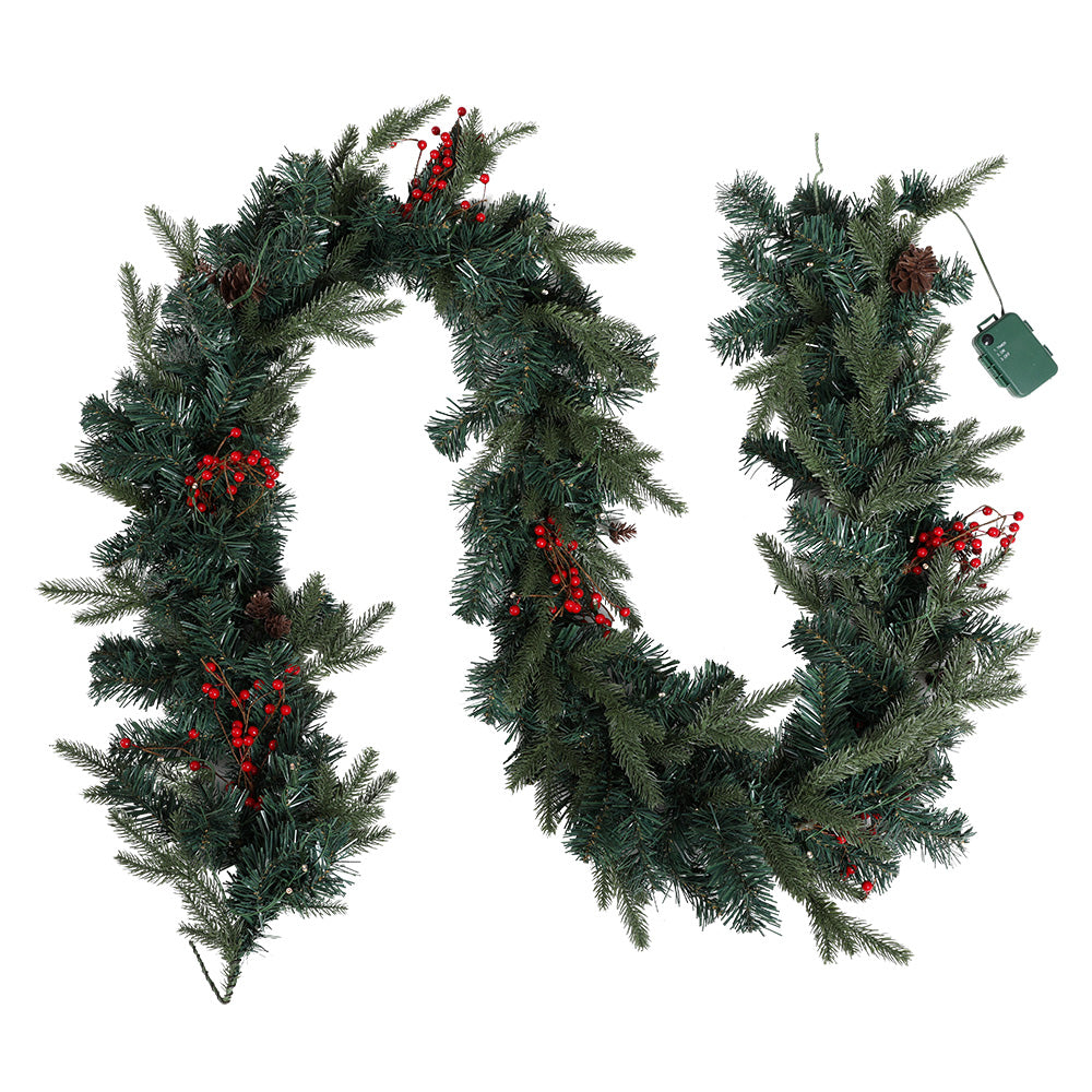 Jingle Jollys 2.4m Christmas Garland with LED Lights Decorations Xmas Party-Occasions &gt; Christmas &gt; Outdoor Decorations &amp; Lights-PEROZ Accessories