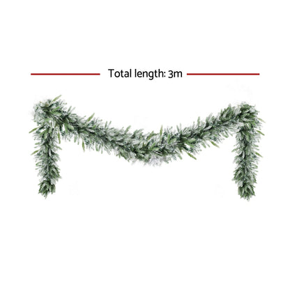 Jingle Jollys 3M Christmas Garland Pre-lit LED Lights Snow Frosted Tips Decor-Occasions &gt; Christmas &gt; Christmas Wreaths &amp; Garlands-PEROZ Accessories