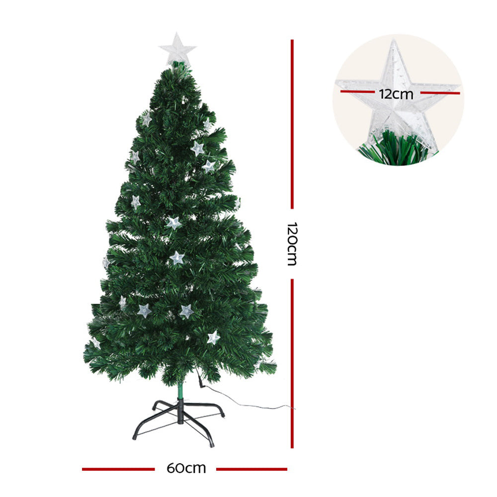 Jingle Jollys 1.2m Christmas Tree Optic Fibre LED Xmas tree Multi Colour-Christmas Trees-PEROZ Accessories