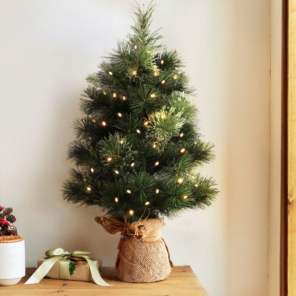 Jingle Jollys Tabletop Christmas Tree 60CM 8 Light Modes Timer Function-Occasions &gt; Christmas &gt; Christmas Trees-PEROZ Accessories
