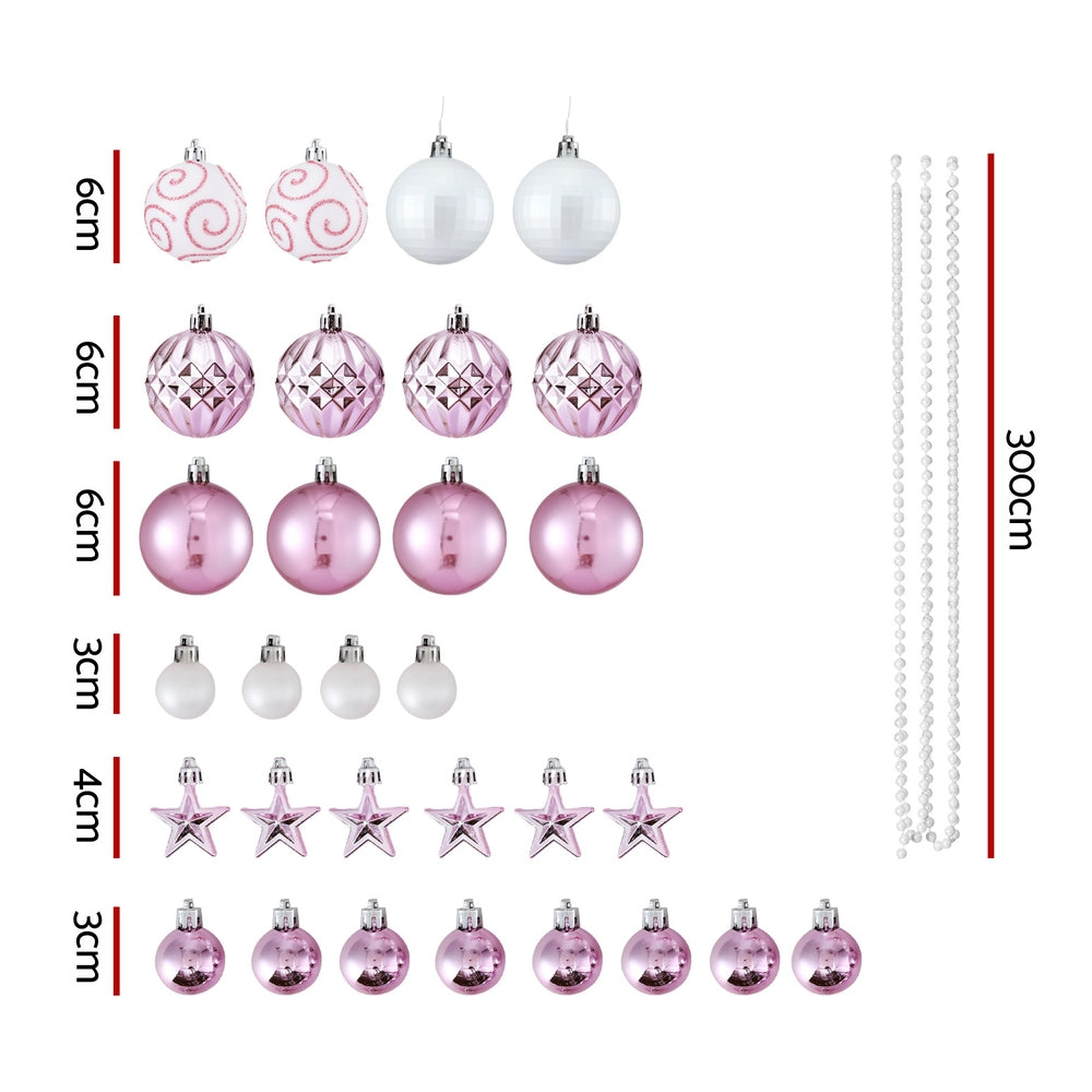 Jingle Jollys 33pcs Christmas Tree Decorations Set Baubles Ornaments Party Pink-Occasions &gt; Christmas &gt; Christmas Decorations-PEROZ Accessories