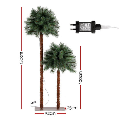 Jingle Jollys Christmas Tree 1.5+1m LED Xmas Palm Tree Party Decorations 2 in 1-Occasions &gt; Christmas &gt; Christmas Trees-PEROZ Accessories