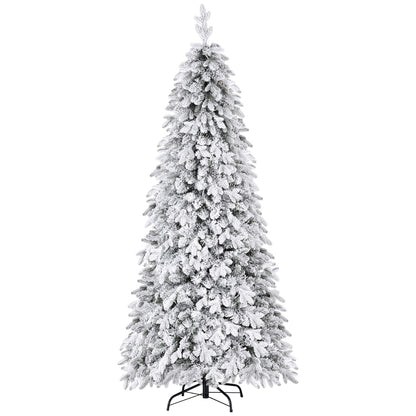 Jingle Jollys Christmas Tree 2.1m Flocking Pencil Tree LED Xmas 860 Tips White-Occasions &gt; Christmas &gt; Christmas Trees-PEROZ Accessories