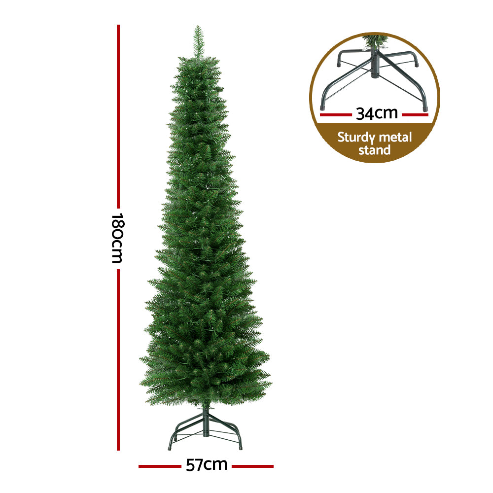 Jingle Jollys Christmas Tree 1.8m Pre-Lit 200 LED Lights Xmas Tree Decorations-Christmas Trees-PEROZ Accessories