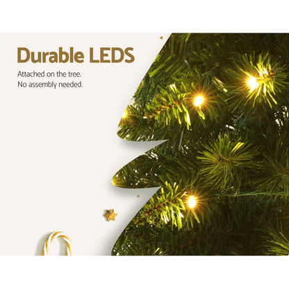 Jingle Jollys Christmas Tree 1.8m Pre-Lit 200 LED Lights Xmas Tree Decorations-Christmas Trees-PEROZ Accessories