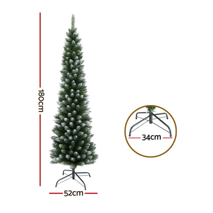 Jingle Jollys Christmas Tree 1.8m Xmas Tree Decorations Snowy 300 Tips-Christmas Trees-PEROZ Accessories
