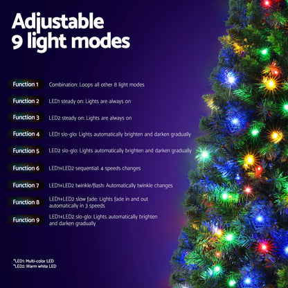Jingle Jollys 1.8M Pre-lit Christmas Tree 8 Mode Multi Colour 200 LED Light Xmas-Occasions &gt; Christmas &gt; Christmas Trees-PEROZ Accessories
