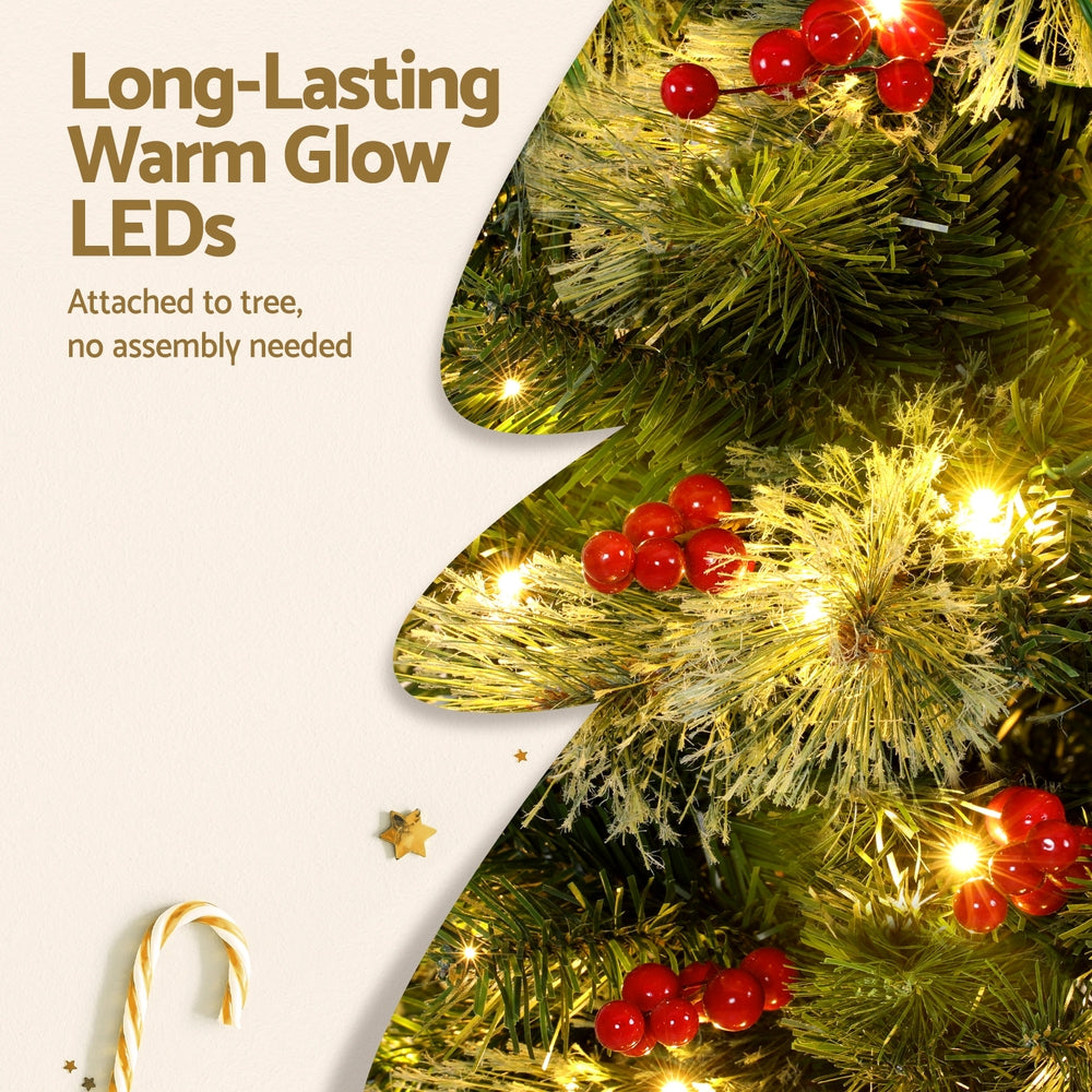 Jingle Jollys Christmas Tree 1.8M LED Xmas Tree Party Decorations Red Barries-Occasions &gt; Christmas &gt; Christmas Trees-PEROZ Accessories