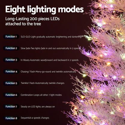 Jingle Jollys 1.8M LED Christmas Tree 8 Modes Adjustable Multi Color Light Snowy-Occasions &gt; Christmas &gt; Christmas Trees-PEROZ Accessories