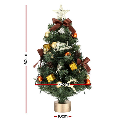 Jingle Jollys Tabletop Christmas Tree 60CM LED Xmas Tree Tree Topper Ornaments-Occasions &gt; Christmas &gt; Christmas Trees-PEROZ Accessories