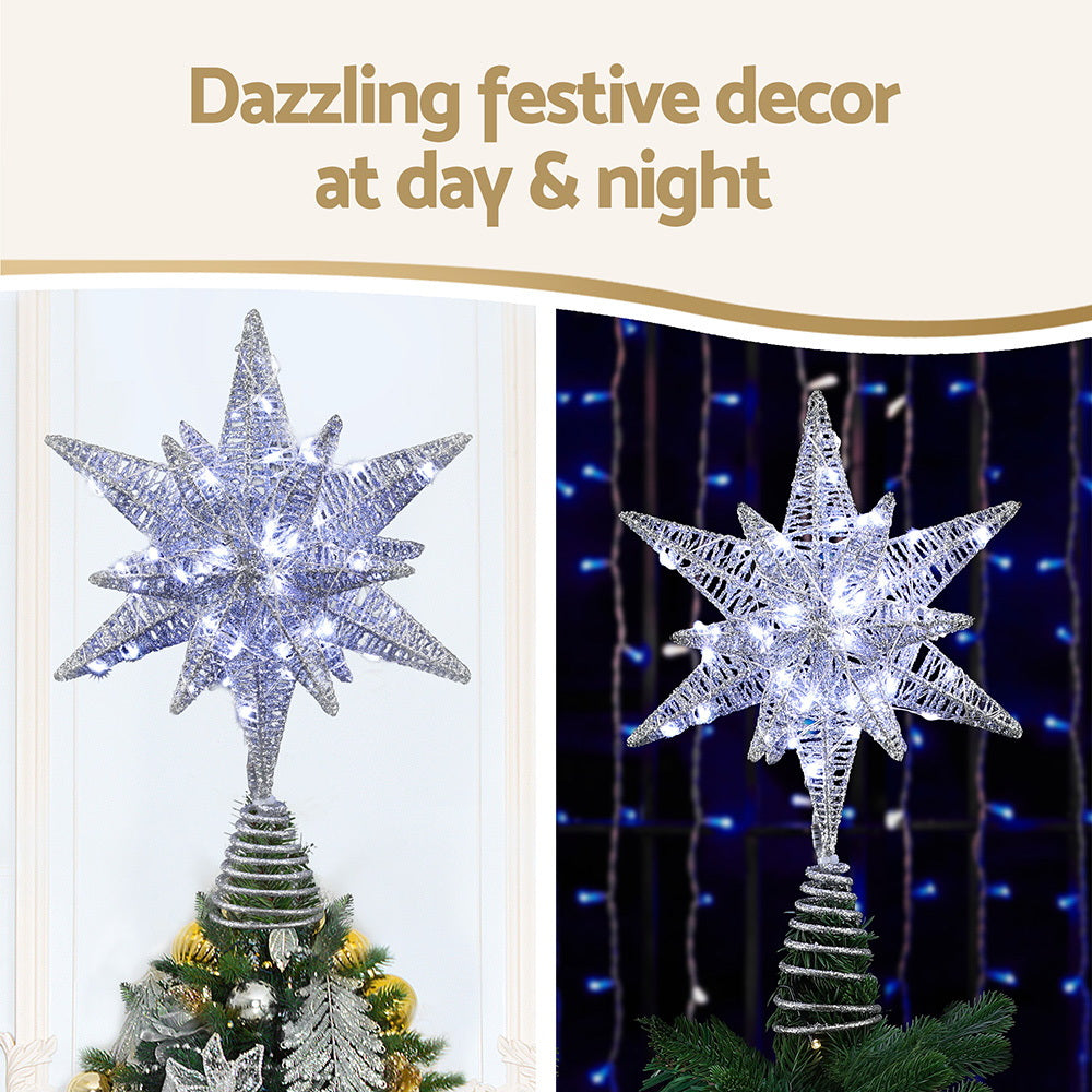 Jingle Jollys 3D Christmas Tree Topper Star LED Decorations Xmas Party Timer-Occasions &gt; Christmas &gt; Christmas Decorations-PEROZ Accessories