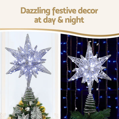 Jingle Jollys 3D Christmas Tree Topper Star LED Decorations Xmas Party Timer-Occasions &gt; Christmas &gt; Christmas Decorations-PEROZ Accessories