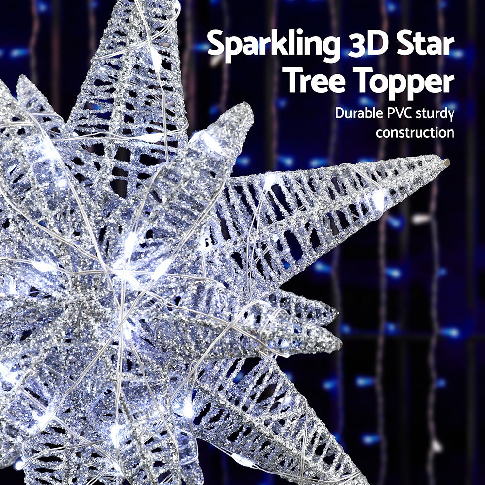 Jingle Jollys 3D Christmas Tree Topper Star LED Decorations Xmas Party Timer-Occasions &gt; Christmas &gt; Christmas Decorations-PEROZ Accessories