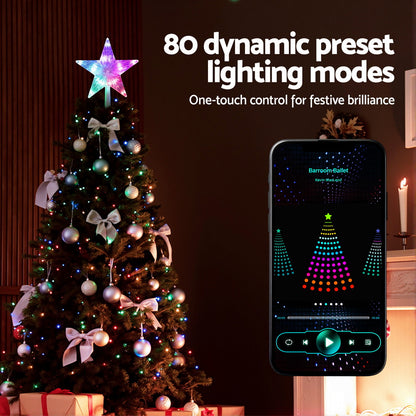 Jingle Jollys Christmas Tree Topper Star RGB LED Xmas Decor 80 Modes APP Control-Occasions &gt; Christmas &gt; Christmas Decorations-PEROZ Accessories