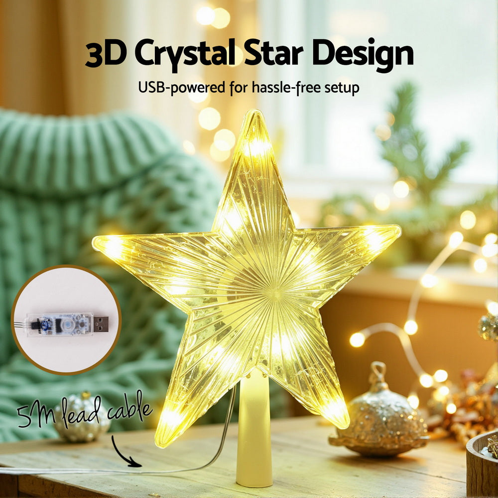 Jingle Jollys Christmas Tree Topper Star RGB LED Xmas Decor 80 Modes APP Control-Occasions &gt; Christmas &gt; Christmas Decorations-PEROZ Accessories