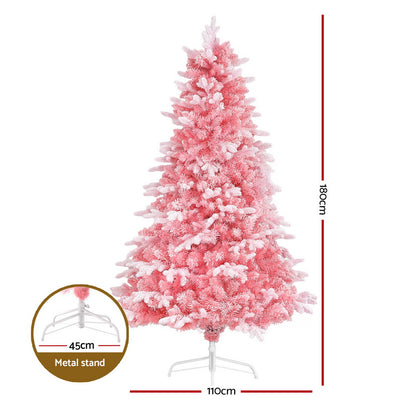 Jingle Jollys Christmas Tree 1.8m Pink Xmas Tree Snowy Party Decor 810 Tips-Occasions &gt; Christmas &gt; Christmas Trees-PEROZ Accessories