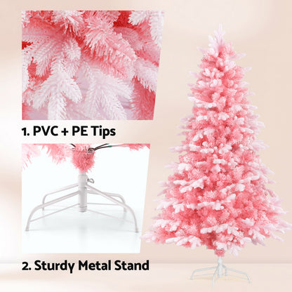 Jingle Jollys Christmas Tree 1.8m Pink Xmas Tree Snowy Party Decor 810 Tips-Occasions &gt; Christmas &gt; Christmas Trees-PEROZ Accessories