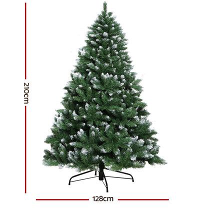 Jingle Jollys Christmas Tree 2.1m Snowy Xmas Tree Decoration 905 Tips-Occasions &gt; Christmas &gt; Christmas Trees-PEROZ Accessories