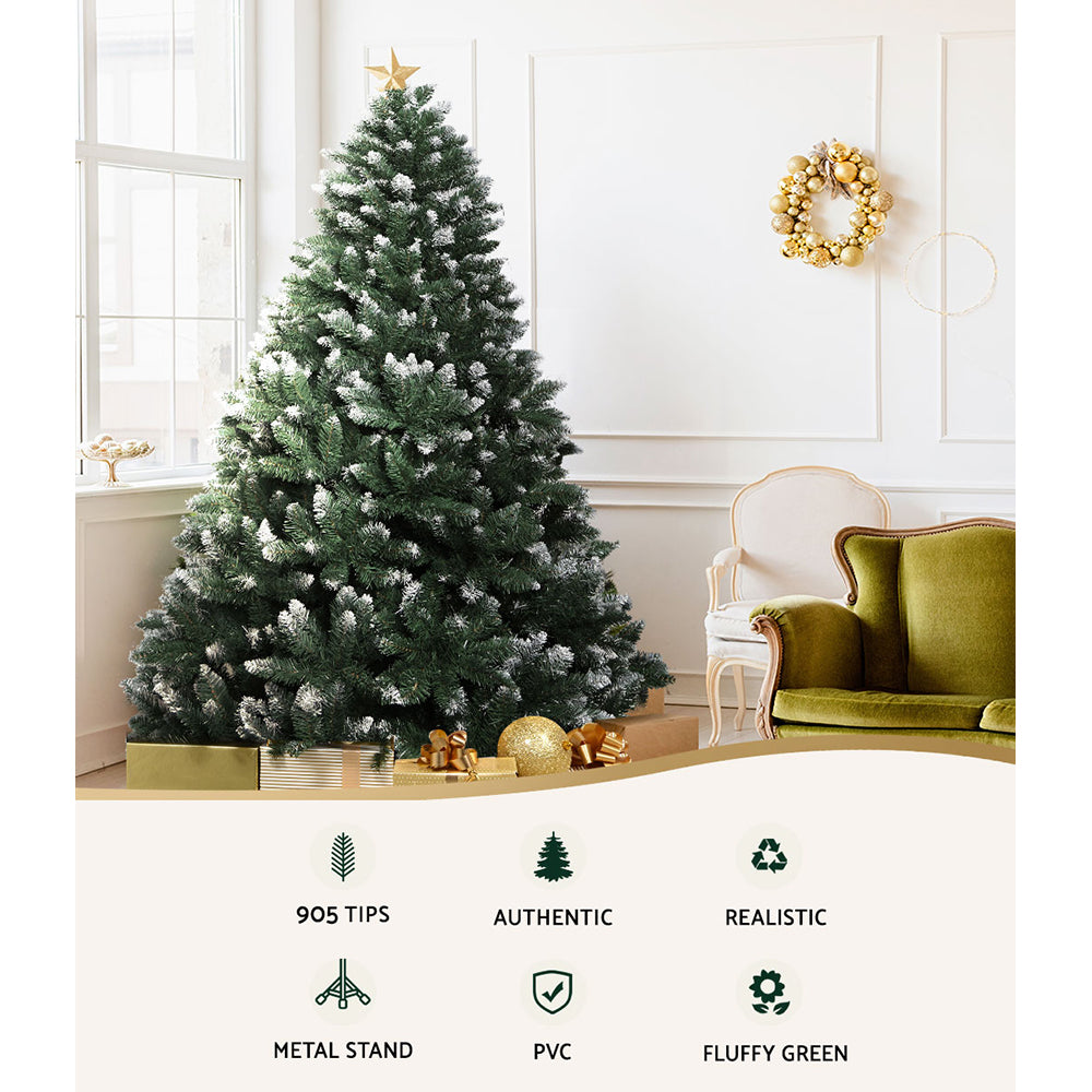 Jingle Jollys Christmas Tree 2.1m Snowy Xmas Tree Decoration 905 Tips-Occasions &gt; Christmas &gt; Christmas Trees-PEROZ Accessories