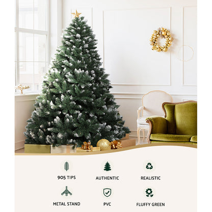 Jingle Jollys Christmas Tree 2.1m Snowy Xmas Tree Decoration 905 Tips-Occasions &gt; Christmas &gt; Christmas Trees-PEROZ Accessories