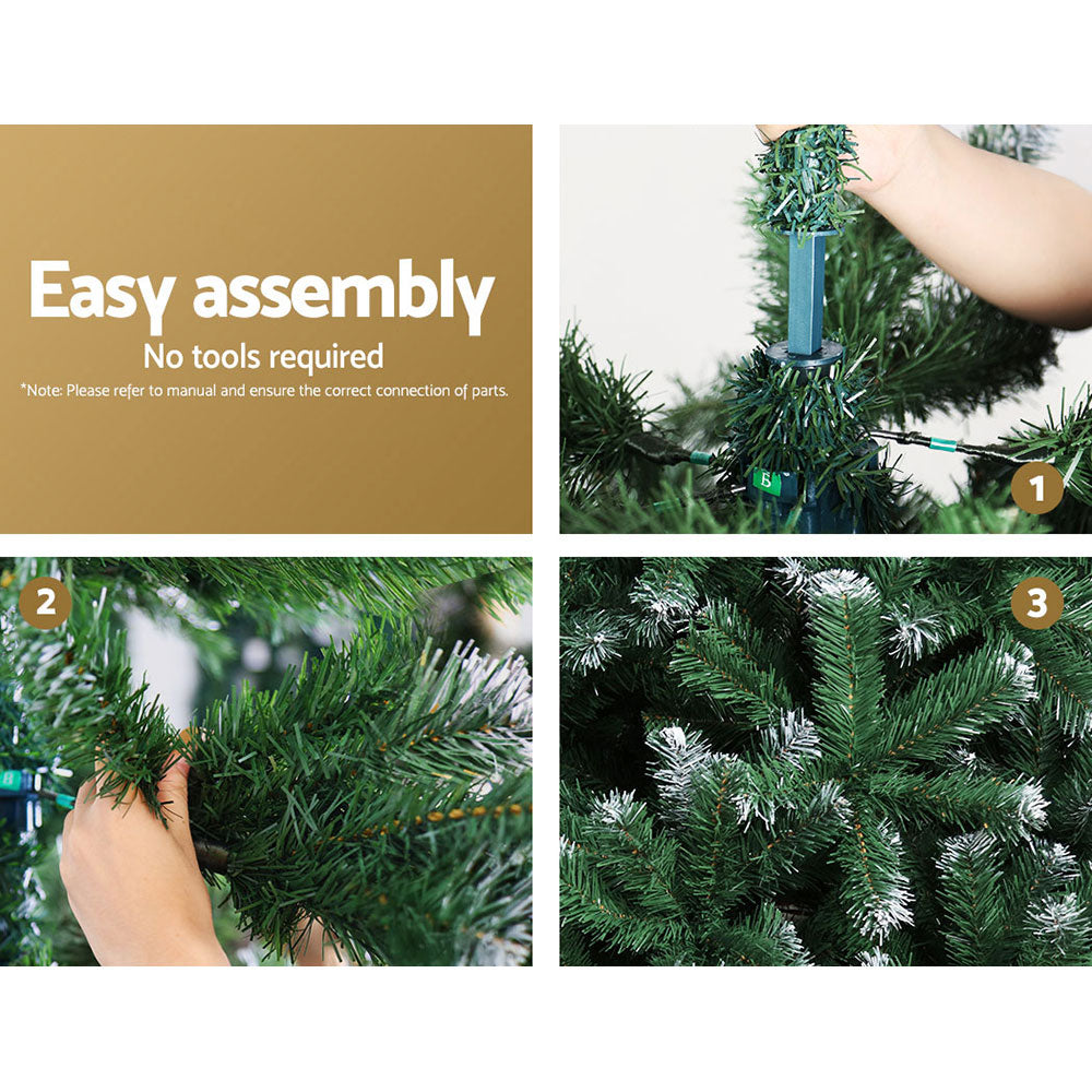 Jingle Jollys Christmas Tree 2.1m Snowy Xmas Tree Decoration 905 Tips-Occasions &gt; Christmas &gt; Christmas Trees-PEROZ Accessories