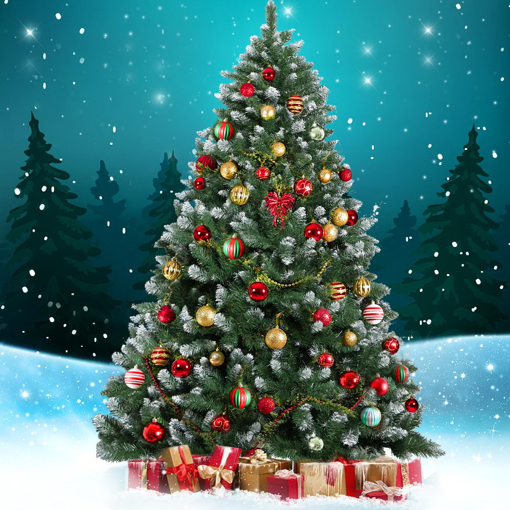 Jingle Jollys Christmas Tree 2.1m Snowy Xmas Tree Decoration 905 Tips-Occasions &gt; Christmas &gt; Christmas Trees-PEROZ Accessories