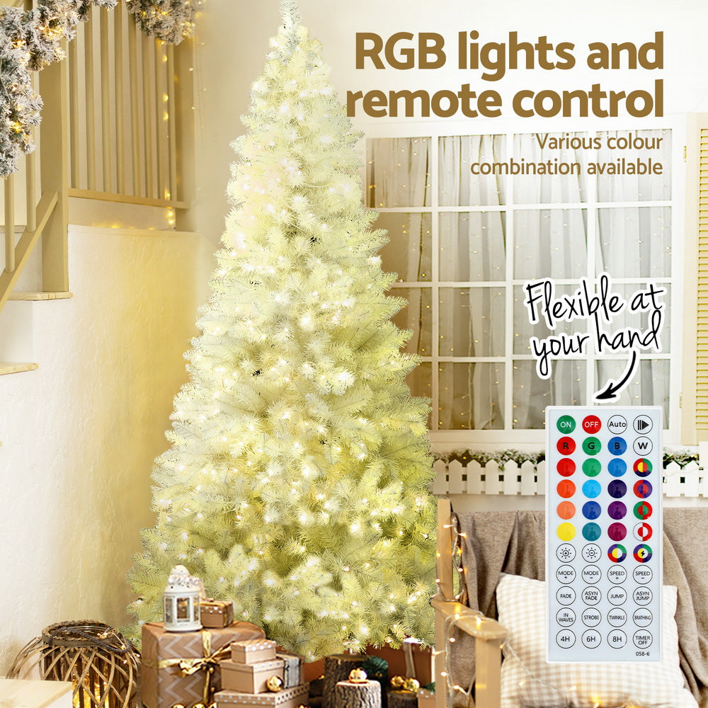 Jingle Jollys Christmas Tree 2.1m RGB Remote Xmas Party Decorations 1310 Tips-Christmas Trees-PEROZ Accessories
