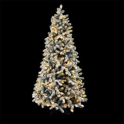 Jingle Jollys Christmas Tree 2.1m Snow Flocked LED Xmas Decoration 8 Light Modes-Occasions &gt; Christmas &gt; Christmas Trees-PEROZ Accessories