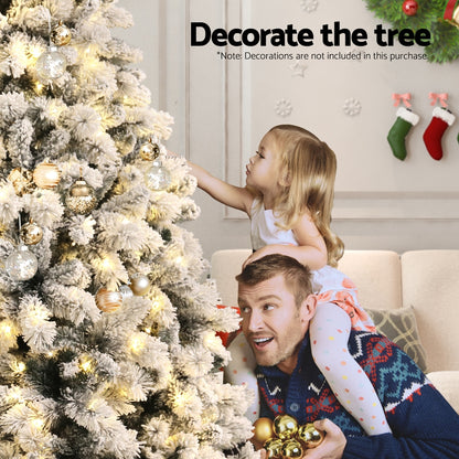Jingle Jollys Christmas Tree 2.1m Snow Flocked LED Xmas Decoration 8 Light Modes-Occasions &gt; Christmas &gt; Christmas Trees-PEROZ Accessories