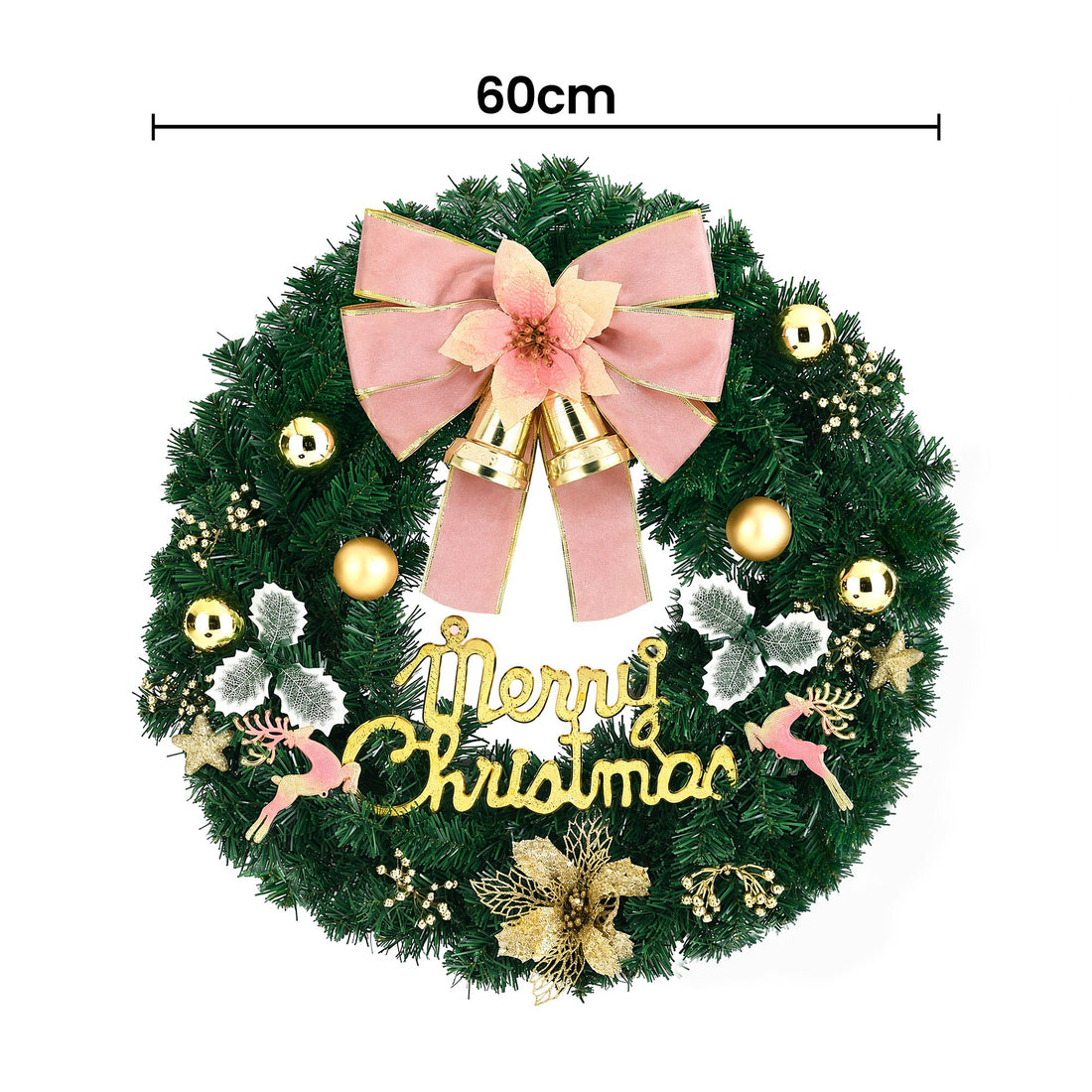 Jingle Jollys Christmas Wreath 60CM Garland Flowers Baubles Party Decorations-Occasions > Christmas > Christmas Wreaths &amp; Garlands-PEROZ Accessories