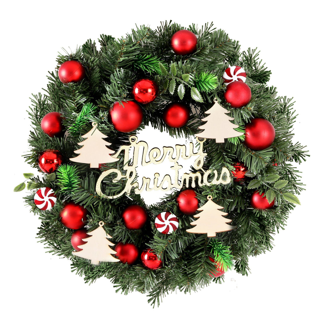 Jingle Jollys Christmas Wreath 40CM Xmas Garland Baubles Ornaments Party Decor-Occasions > Christmas > Christmas Wreaths &amp; Garlands-PEROZ Accessories