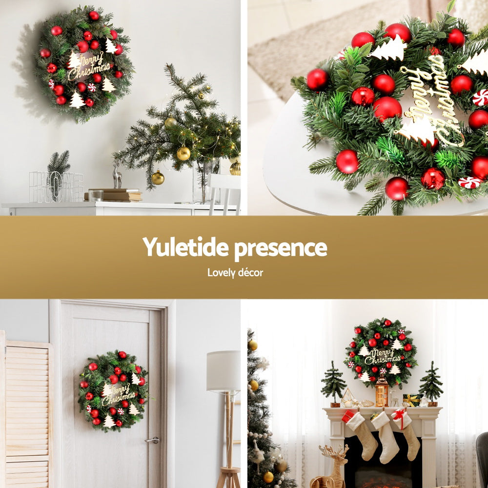 Jingle Jollys Christmas Wreath 40CM Xmas Garland Baubles Ornaments Party Decor-Occasions &gt; Christmas &gt; Christmas Wreaths &amp; Garlands-PEROZ Accessories