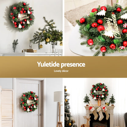 Jingle Jollys Christmas Wreath 40CM Xmas Garland Baubles Ornaments Party Decor-Occasions &gt; Christmas &gt; Christmas Wreaths &amp; Garlands-PEROZ Accessories