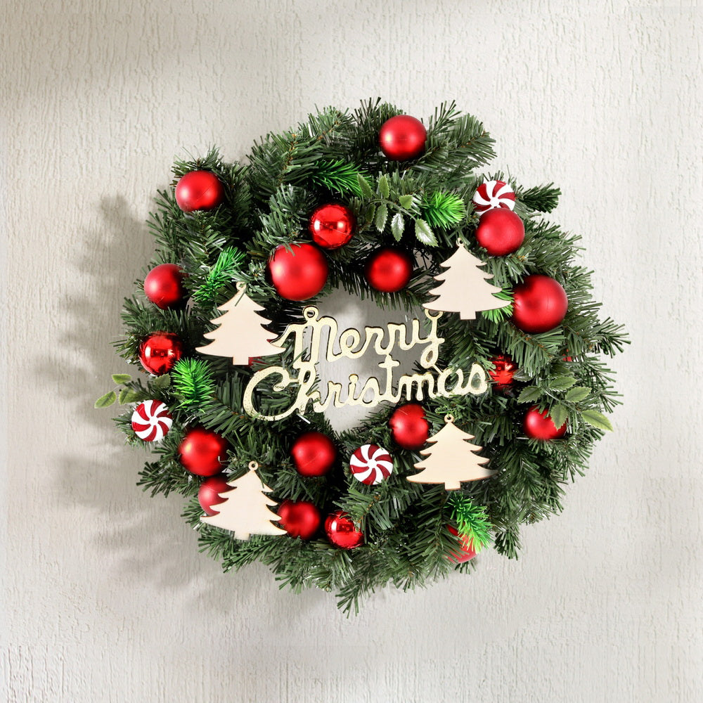 Jingle Jollys Christmas Wreath 40CM Xmas Garland Baubles Ornaments Party Decor-Occasions &gt; Christmas &gt; Christmas Wreaths &amp; Garlands-PEROZ Accessories