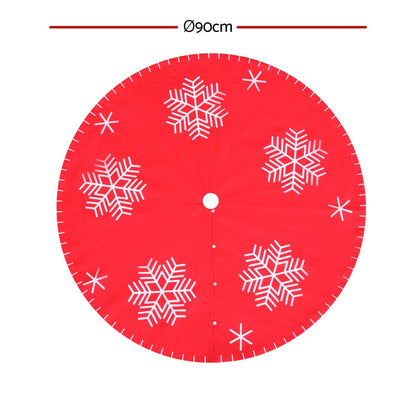Jingle Jollys Christmas Tree Skirt 90cm Snowflake Ornaments Party Decorations-Occasions &gt; Christmas &gt; Christmas Decorations-PEROZ Accessories
